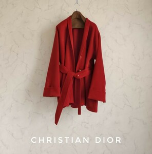 超高級 希少 美品 Christian Dior 憧れのダブルフェイスベルテッドコート クリスチャンディオール 1枚仕立て めちゃ可愛オーバーサイズ