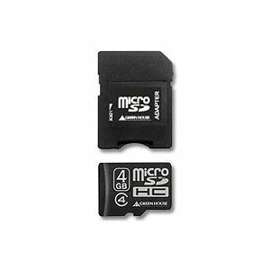 【新品】(まとめ) グリーンハウス microSDHCカード4GB Class4 防水仕様 SDHC変換アダプタ付 GH-SDMRHC4G4 1枚 【