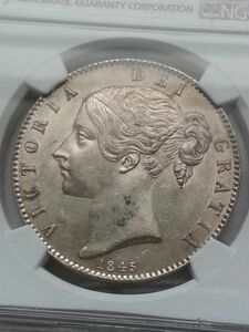●コイン● 1845 銀貨 イギリス ヴィクトリア女王 1クラウン MS 61