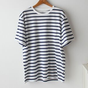 【XLサイズ】新品 タケオキクチ THE SHOP TK 【抗菌防臭】 クルーネック Tシャツ 白×紺 メンズ