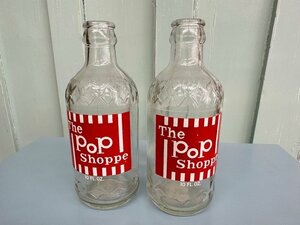 アメリカ アンティーク ビンテージ ソーダボトル ジュース ガラスボトル ドリンク ダイナー The Pop Shoppe 2本セット