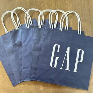 GAP ギャップ ネイビー 紙袋 6枚 小サイズ 手提げ袋 ショッパー ショップ袋 ラッピング 袋 包装 エコバッグ オシャレ 紺 レア 美品 ①