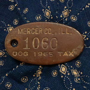 【ドッグタグ】1965 Dog Tax Mercer Co. Illinois 真鍮 ブラス ビンテージ アンティーク 骨董 犬 キーホルダー 等に