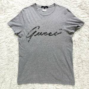 【希少 美品】 GUCCI 半袖 Tシャツ ロゴ 筆記体 プリント アーカイブ ショートスリーブ グッチ メンズ レディース ユニセックス グレー S