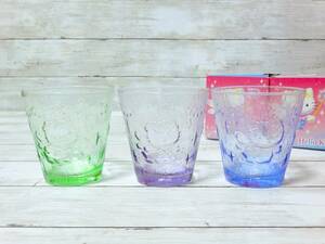 非売品　2002年製　ハローキティ×小僧寿しチェーン　天使　キラピカグラス　3色セット　日本製　コップ　ガラス製品