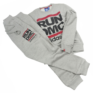 国内正規品 未使用 【アディダス オリジナルス x RUN DMC】 1980年代復刻 スウェット 上下組トレーナー パンツ ADIDAS ORIGINALS グレー XL