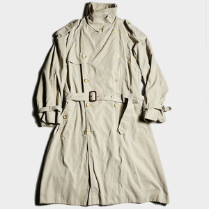 定価30万超! 80s 90s エルメス HERMES ピーチスキン トレンチ コート ダブル TRENCH COAT フランス FRANCE レア ピンク BALMACAAN 着 レア