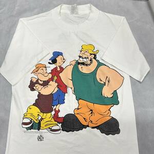 【11】USA製 ポパイ 半袖 Tシャツ L 白 メンズ used 古着