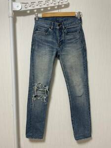 美品☆[SAINT LAURENT PARIS] 18AW D02 M/SK-LW Destroyed Skinny スキニーインディゴデニムパンツ 25 527509 YD862 サンローランパリ