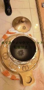 護摩釜 真鍮製　蓋付 炉 直径約41cm 密教法具 寺院用仏具