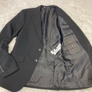 美品 ザラ ZARA テーラードジャケット 2B 46表記 Mサイズ ブラック 黒 コンフォート ストレッチ素材 メンズ MEN
