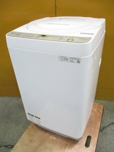 ☆SHARP シャープ 全自動洗濯機 6.0kg 穴なし槽 おしゃれ着コース 時短コース 風乾燥 ES-GE6C-W 2019年製 直接引取OK w594