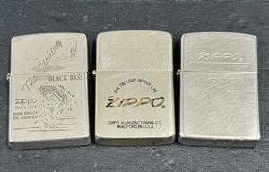 ★3点まとめ ZIPPO ジッポー ブラックバス 1932/ZIPPO 斜体 ハート/NEW YORK DESIGN シルバー ゴールド ライター 喫煙具 【中古】まとめ⑤