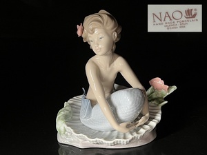 【瑞】NAO　ナオ 人魚 と貝形置物２点　 フィギュリン 陶器 陶器人形