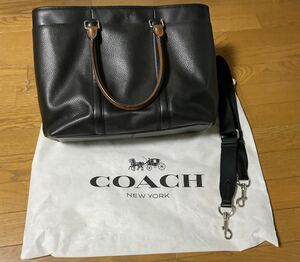 【送料無料】COACH コーチ レザー ビジネスバッグ ブラック 大容量 