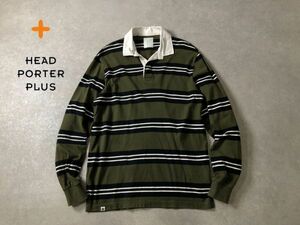 HEAD PORTER +●XLサイズ●ボーダー ラガー ポロ シャツ●ヘッドポータープラス