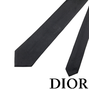 【中古】【非常に良い】Christian Dior ネクタイ ブランド クリスチャンディオール ブラック×グレー【剣先幅：8cm】R-CD-T-0574-02