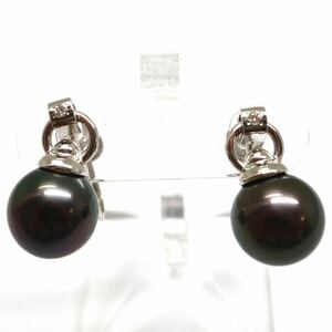 《K14WG天然ダイヤモンド/アコヤ本真珠イヤリング》M 約4.4g パール pearl earring diamond jewelry ジュエリー EA4/EA5