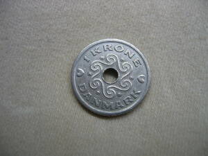 デンマークDANMARKハートデザイン1クローネ1KRONE硬貨1994年1枚中古ジャンク