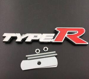 【送料込】TYPE R 3Dエンブレム フロントグリル用 白／赤 金属製 ホンダ 無限