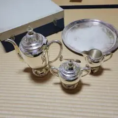 銀 急須 ポット お皿 スプーン 新品 銀製品 5点セット アンティーク レトロ
