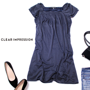 ☆☆ 美品 CLEAR IMPRESSION クリアインプレッション ☆☆ 可愛いドット柄 ストレッチ チュニックワンピース 2号 M 春 夏 21B08