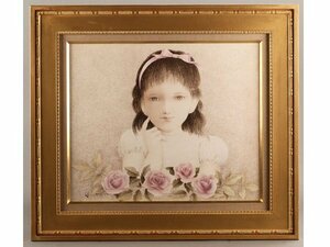 【琴》送料無料 三國芳郎 油彩画 「涼風の少女」 F8 WJ196