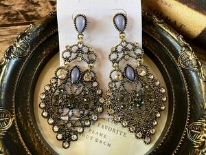 未使用 ヴィンテージ アクセサリー ピアス フォーマル ダンス 大ぶり アンティーク vintage accessory earrings antique formal G