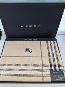 【870】未使用品　BURBERRY　バーバリー　ノバチェック　ベージュ　キャメル　タオルケット　140×190cm　綿100％　西川産業 　箱付き