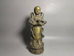 蔵友旧蔵出 黄銅製 如意童子 密宗密教 供養品 仏教美術品zz