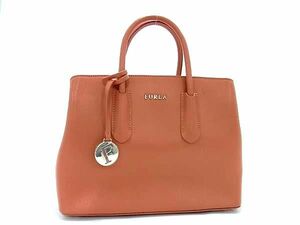 1円 ■美品■ FURLA フルラ テッサ レザー ハンドバッグ レディース オレンジ系 FC1595