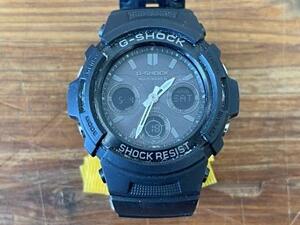 Arコンパクト 稼働品 CASIO カシオ G-SHOCK ジーショック AWG-M100B-1A 腕時計 タフソーラー ブラック アナデジ ステンレススチール 