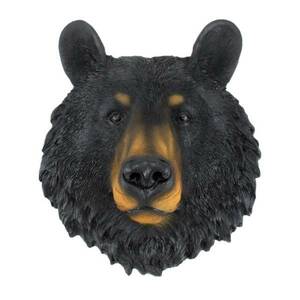 野生の黒熊(クマ) 頭部 インテリア置物はく製オブジェハンティングトロフィー剥製風壁彫刻彫像ウォールデコレーション熊