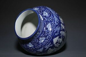 【瓏】陶磁器 青花留白百子図罐 大明萬暦年製 染付 置物擺件 古賞物 中国古美術 蔵出