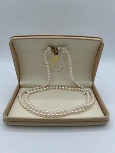 現状品 真珠 パール ネックレス 留め具 K14 刻印 金 パールサイズ 約6.5mm 全長約90cm 総重量約56.９g アクセサリー ジュエリー