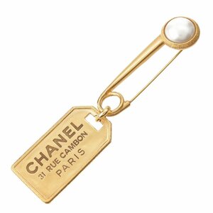 【シャネル】Chanel　F20V カンボンプレート パール ロゴ GP ブローチ ゴールド 【中古】【正規品保証】199183