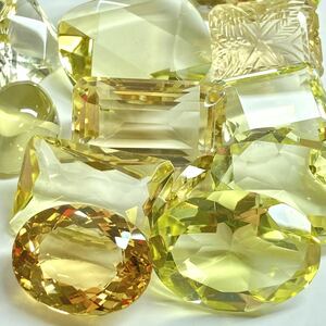 ［天然イエロークォーツ14点おまとめ300ct］M ルース 裸石 宝石 ジュエリー jewelry クリスタル crystal yellow quartz 