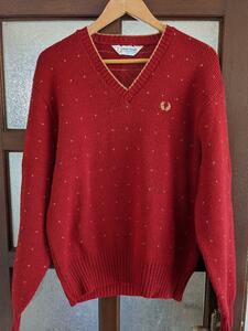 80s FRED PERRY ヴィンテージ ニット セーター 英国 イギリス フレッドペリー ウール ニット 初期 アーカイブ 90s 