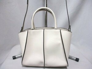 【O043】ZARA BASIC/ザラ◇2way ハンドバッグ　WH　斜め掛け　W34cm