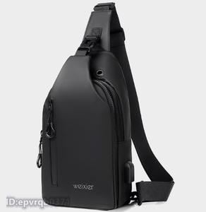 斜め掛けバッグ 新品 ボディバッグ メンズ ワンショルダーバッグ 多機能 軽量 鞄 USBポートリュックサック 防水加工 アウトドア /黒 