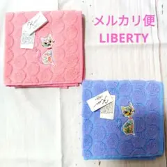 LIBERTY　リバティ　Ｋｗ タオルハンカチ　猫　2枚まとめ売り　新品タグ付き