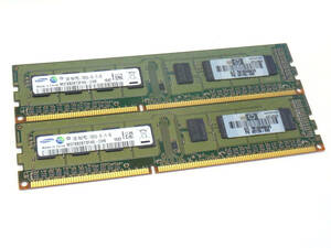 T3M29★【動作確認品】 Samsung DDR3 1GB×2枚 PC3-10600U デスクトップ用 メモリ2枚セット 合計2GB【メール便対応】