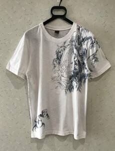 ＊ クロップドヘッズ CROPPED HEADS 和柄 昔話 猿蟹合戦 半袖Tシャツ カットソー トップス M　　　　BJBJ.E