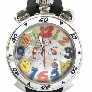 美品 GaGaMILANO ガガミラノ MANUALE 48 マヌアーレ 腕時計 3816 クオーツ コレクション おしゃれ クロノグラフ 電池交換済 動作確認済