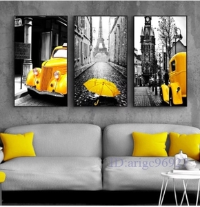 O814★新品北欧 キャンバス 絵画 レトロ ヨーロッパ 風景 写真家 装飾 壁 アート 黄色 車 ポスタープリント 寝室用