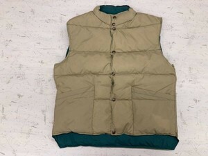 USA製 Down BY Schott ショット オールド アメカジ 古着 リバーシブル ダウンベスト メンズ グースダウン60% フェザー40% M ベージュ/緑