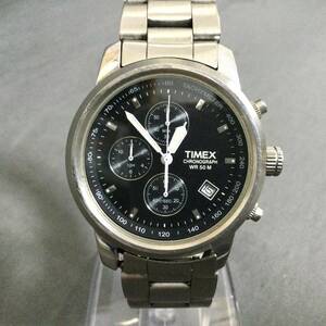 564/17　GJ60521　TIMEX　CHRONOGRAPH　SR927WCELL　シルバーカラー×ブラック　メンズ　稼働　腕時計　タイメックス