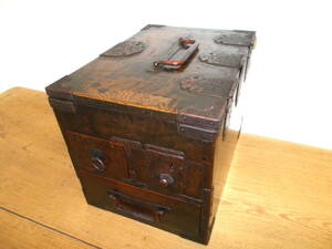 ◆古い時代の欅玉杢掛け硯◆硯箱◆古銅金具◆アンティーク
