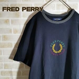 フレッドペリー FRED PERRY Tシャツ 半袖 リンガー ネック 刺繍