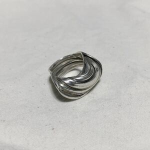 Vintage Silver Twist Melt Pinch Ring 925 15号 シルバーリング スターリングシルバー 退廃的 エイジング ワイドリング